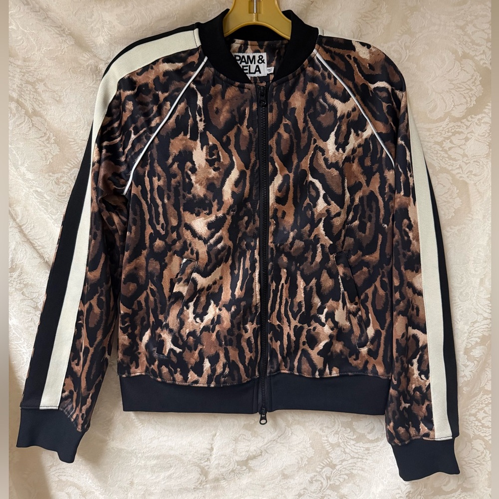 Pam & Gela Track Jacket in Cheetah Print